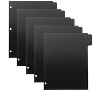 UKCOCO 3-Ring A4 Binder Dividers with Plastic Tabs, 5 Sheets Black Pp Index Separators for Office and School, Removable Page Dividers for Notebooks and Organizers