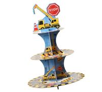UKCOCO 3-tier Construction Truck Cupcake Display Stand, Party Dessert Holder with Themed Vehicle Design, Birthday Cake Stand for Afternoon Tea and Celebration Events