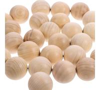 UKCOCO 30 Pieces 30mm Natural Lotus Wood Round Beads Solid Unfinished DIY Craft Accessories for ’s Painting and Handmade Art Projects
