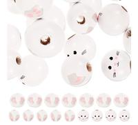 UKCOCO 30pcs Easter Wooden Beads Set with Bunny Ears Faces and Paws DIY Craft Wood Beads for Bracelet Making Jewelry Spacer for Handcraft and Garland Supplies