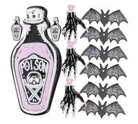 UKCOCO 30Pcs Halloween Charms Spooky Skeleton Claw Bat Poison Bottle Pendants for DIY Jewelry Making Unique Craft Charms for Earrings Necklaces Bracelets