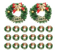 UKCOCO 30pcs Mini Christmas Wreaths, Dollhouse Miniature Holiday Decor | 2" Miniature Wreath Decor for Fireplace, Present Wrapping, Micro Landscape, Green Faux Holiday Ring, Hanging On Xmas Tree