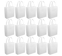 UKCOCO 30pcs Reusable Grocery Tote Non-woven Fabrics Bag White Lightweight Compact Design with Convenient Handle for Grocery Shopping and Events