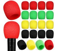 UKCOCO 32pcs Thickened Microphone Sponge Covers Mic Windscreen Protector Caps Multi-color Set Red Yellow Green Black for Studio Recording and Podcast Use