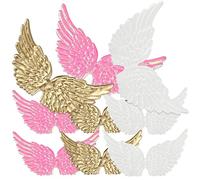 UKCOCO 36 Pcs Small Angel Wings DIY Accessories for Costumes Backpack Crafts Decorative Patches in Gold Holographic Pink White Miniature Wings for Sewing and Clothing Repair