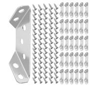 UKCOCO 36pcs Stainless Steel Heavy Duty Corner Brackets with Screws, Triangle Angle Braces for Wood Shelves, Cabinets, Tables, and Furniture Support in DIY Home Projects