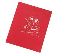 UKCOCO 3d Blessing Card Xmas Greeting Cards 5.89x5.89x0.20in Pop-up Design Hollow Sailboat Paperboard Creative Fashionable Christmas Party