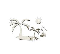 UKCOCO 3D Mirror Wall Sticker Removable Palm Trees Island Birds Sticker Acrylic Wall Decor for Living Room Bedroom