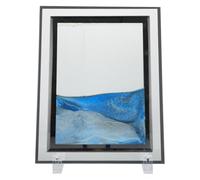 UKCOCO 3d Quicksand Painting Home Decor 7-inch Blue Liquid Sand Art Ornament for Living Room Desktop, Creative Glass Sandscape, Flowing Sand Motion Decoration
