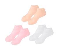 UKCOCO 3Pairs Moisturizing Foot Cover Socks for Women Cracking Elastic Boat Socks XL White Pink and Skin Tone Hydrate Soften Dry Cracked Feet