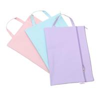 UKCOCO 3pcs A4 Waterproof File Organizer Bags with Double-Layer Zipper Pouch, Large Capacity Document Storage for Office and School, Pastel Green Purple Pink