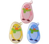 UKCOCO 3pcs Bath Scrubbers Set with Penguin Prints, Soft Exfoliating Body Shower Towels for Newborns and Infants, Portable Comfortable Shower Tools
