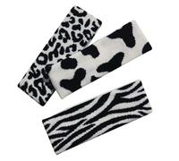 UKCOCO 3pcs Black and White Zebra Print Headbands for Women, Wide Knitted Elastic Hairbands for Face Washing, Makeup, and Workout Accessories, Autumn Winter Hair Wraps