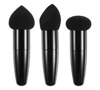 UKCOCO 3pcs Black Makeup Sponge Pen Set with Slanted Tip, Handheld Cosmetic Puff for Wet and Dry Application, Beauty Tool for Women’s Foundation and Blending