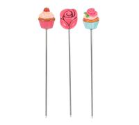 UKCOCO 3pcs Cake Testing Needles Set Stainless Steel with Rose, Strawberry Leaf Design Baking Tools for Bakery Bread DIY Cake Tester Skewer Baking Accessories