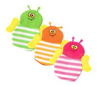 UKCOCO 3pcs Cartoon Animal Bath Gloves Set - Exfoliating Shower Mitts, Colorful Green Yellow Red Scrubbing Sponge for Gentle Massage and Bathing
