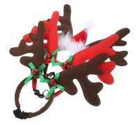 UKCOCO 3pcs Christmas Pet Headband Set with Red Santa Hat, Green Bow Tie Red Reindeer Antlers, Lightweight Dog Costume Accessories for Holiday Parties and Festive Dress