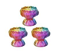 UKCOCO 3Pcs Crystal Lotus Tealight Holder Colored Tibetan Butter Lamp Holder Votive Candlestick Buddhist Altar Supplies for Temples Home Meditation Use