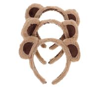UKCOCO 3Pcs Cute Bear Ears Headband Fluffy Plush Animal Hairband for Women for Makeup Festivals Parties Cosplay Adorable Decorative Hair Hoop