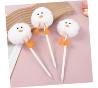 UKCOCO 3Pcs Cute Fluffy Duck Pom Pom Ballpoint Pens Soft Touch Smooth Writing Pens for Students Party Favors School Office Adorable Stationery Gift