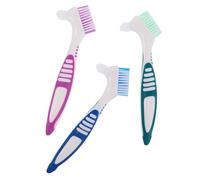 UKCOCO 3pcs Denture Cleaner for False Teeth Double Sided Brush with Soft Bristles for Elderly Oral Care at Home the Blue Purple