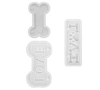 UKCOCO 3pcs Dog Bone Shaped Silicone Resin Mold Set for Keychain Pendant and Candle Making, Bone Themed DIY Crystal Epoxy Mold for Jewelry Casting and Crafting in Arts Crafts