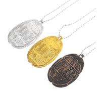 UKCOCO 3pcs Egyptian Scarab Beetle Pendant Necklaces Set, Ancient Egyptian Costume Jewellery with Silver, Gold, and Bronze Finish, Pendant Necklaces for Women and Men, Festival and Party