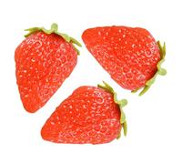 UKCOCO 3pcs Faux Strawberries Realistic PVC Strawberry Decor for Photography Home Decoration and Teaching Tools Lightweight Artificial Fruit Models with Lifelike Details