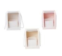 UKCOCO 3pcs Flower Packaging Boxes with Window Design Easy to Assemble White Paper Cubic Storage Cases for Flowers and Plants Or Hotels