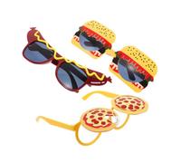 UKCOCO 3pcs Fun Pizza Hamburger Hot Dog Party Glasses Lightweight Transparent Lens Photo Booth Accessories for Masquerade Luau Summer Celebration
