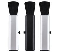 UKCOCO 3pcs Guitar Cleaning Brushes Set Telescopic Foldable Handles for Dust Removal, Universal Guitar, Ukulele and Guzheng Wool Brush, Silver and Black for Musical Instrument Care
