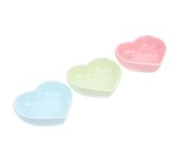 UKCOCO 3pcs Hamster Feeders Ceramic Heart-shaped Bowls Assorted Colour Prevents Food Spill Holds Food and Water for Small Pets