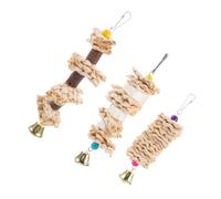 UKCOCO 3pcs Hanging Bird Chew Toys for Parrots Natural Straw Woven Bird Cage Accessories Interactive Toys for Parakeets Enhance Activity Health Indoor Outdoor Environments