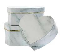 UKCOCO 3pcs Heart Shaped Gift Boxes for Her Made of Copper Plated Paper with Marble Pattern, Not Easy to Deform, for Display and Graduation Gifts