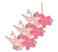 UKCOCO 3pcs Japanese Origami Crane Brooch Set, Alloy Metal Cherry Blossom Flower Pins, Cute Enamel Paper Crane Badge for Cardigans, Shawls, Clothing Accessories
