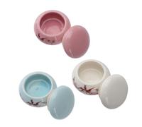 UKCOCO 3PCS Mini Ceramic Mouth Bottles Multi Purpose Porcelain Cosmetics Jars Food Grade Safe Elegant Storage Canisters with Random Lid Colors White Blue Pink
