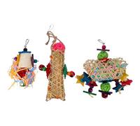 UKCOCO 3pcs Parrot Chewing for Foraging and Shredding, Colourful Bird Playthings Suitable for Parakeets and Lovebirds, Sturdy Hanging for Bird Cage Entertainment