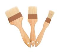 UKCOCO 3pcs Pastry Brush Set with Natural Bristles and Beech Wood Handles, Small Medium Large Sizes for Baking, Cooking, and BBQ Sauce Application in Kitchen and Grill