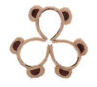 UKCOCO 3pcs Plush Bear Ears Headband Soft Animal Hairband Comfortable Makeup Face Washing Hair Accessory for Women Cosplay Party Brown