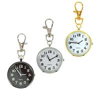 UKCOCO 3pcs Pocket Watch Keychain Large Dial Quartz Movement for Elderly Key Ring Hanging Key Chain Tone Decor Pocket Watch