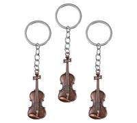 UKCOCO 3pcs Retro Violin Keychain Set, Miniature Metal Musical Instrument Pendant in Antique Copper, Stylish Backpack and Car Keyring Ornament for Music Lovers and Handbag Decoration