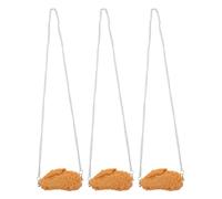 UKCOCO 3pcs Simulated Food Necklace Funny Chicken Wings Jewelry Imitation Fried Chicken Pendant Costume Party Accessory