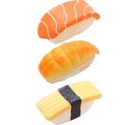 UKCOCO 3pcs Sushi Shaped Dog Chew Set Latex Material, Interactive Molar Cleaning for Puppies and Small Dogs, Includes Shrimp, Salmon, and Floss Flavored Playthings for Household Use