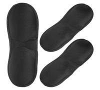 UKCOCO 3pcs Travel Sleep Eye Mask Black Breathable Polyester Lightproof Eye Cover with Stereo Design for Comfortable Sleeping Wherever You are Troubled by Light