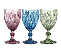 UKCOCO 3pcs Vintage Stemmed Glass Goblet for Wine, Whisky and Cocktails