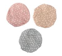 UKCOCO 3pcs Waterproof Double Layer Shower Caps for Bath and Kitchen, Elastic Fast Dry Hair Bathing Caps with Floral Pattern, Suitable for Women and Adults