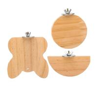 UKCOCO 3pcs Wooden Pet Stand Platform for Gerbils and Hamsters, Adorable Head and Half round Shape, Natural Wood Material, for Small Animals to Play and Increase Curiosity