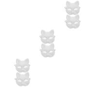 UKCOCO 3sets Unfinished Cat Masks for DIY Painting Blank Plastic Masquerade Masks for Parties Halloween Creative Crafting Fun for Women Safe Lightweight 2pcs*3
