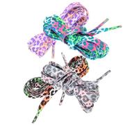 UKCOCO 4 Pairs Colourful Leopard Print Shoelaces for Hiking and Canvas Shoes Soft Wear-Resistant Cloth Shoe Strings for Unisex