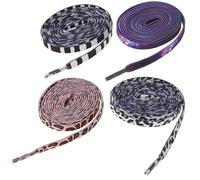 UKCOCO 4 Pairs Elastic Replacement Shoelaces 140cm for Sneakers, Sports Shoelaces with Galaxy, Leopard Brown, Cow Print, Zebra Black-white Patterns, Sturdy Shoe Strings for Men and Women